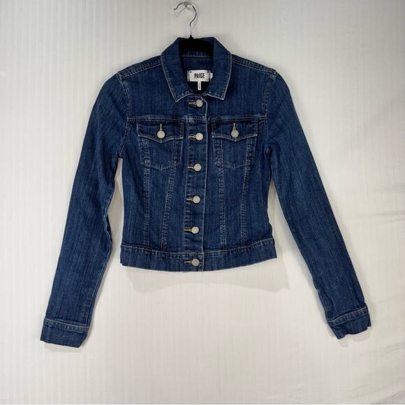 Paige Chantal Classic Fit Denim Jacket Medium Wash Blue Jean Women's Size XS - Picture 1 of 5